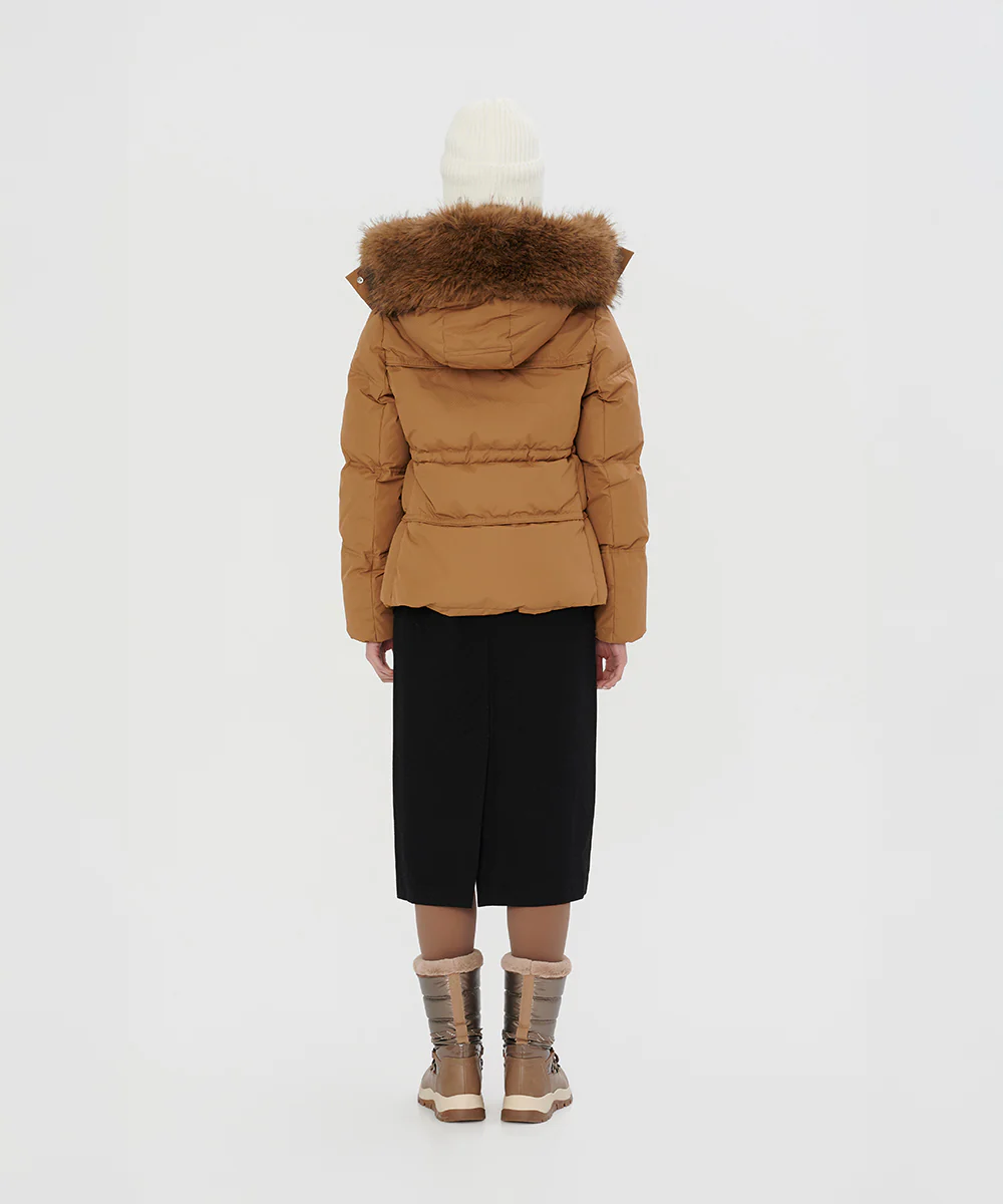 Detachable Plush Faux Fur-Trimmed Hood Down Jacket - DJW 25019 - Image 4