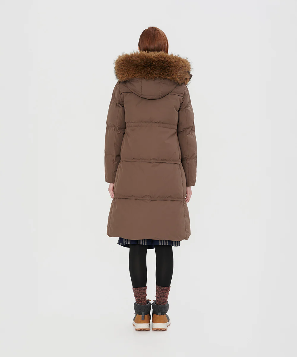 Plush Faux Fur-Trimmed Hood Mid-Length Down Jacket - DJW 25024 - Image 4